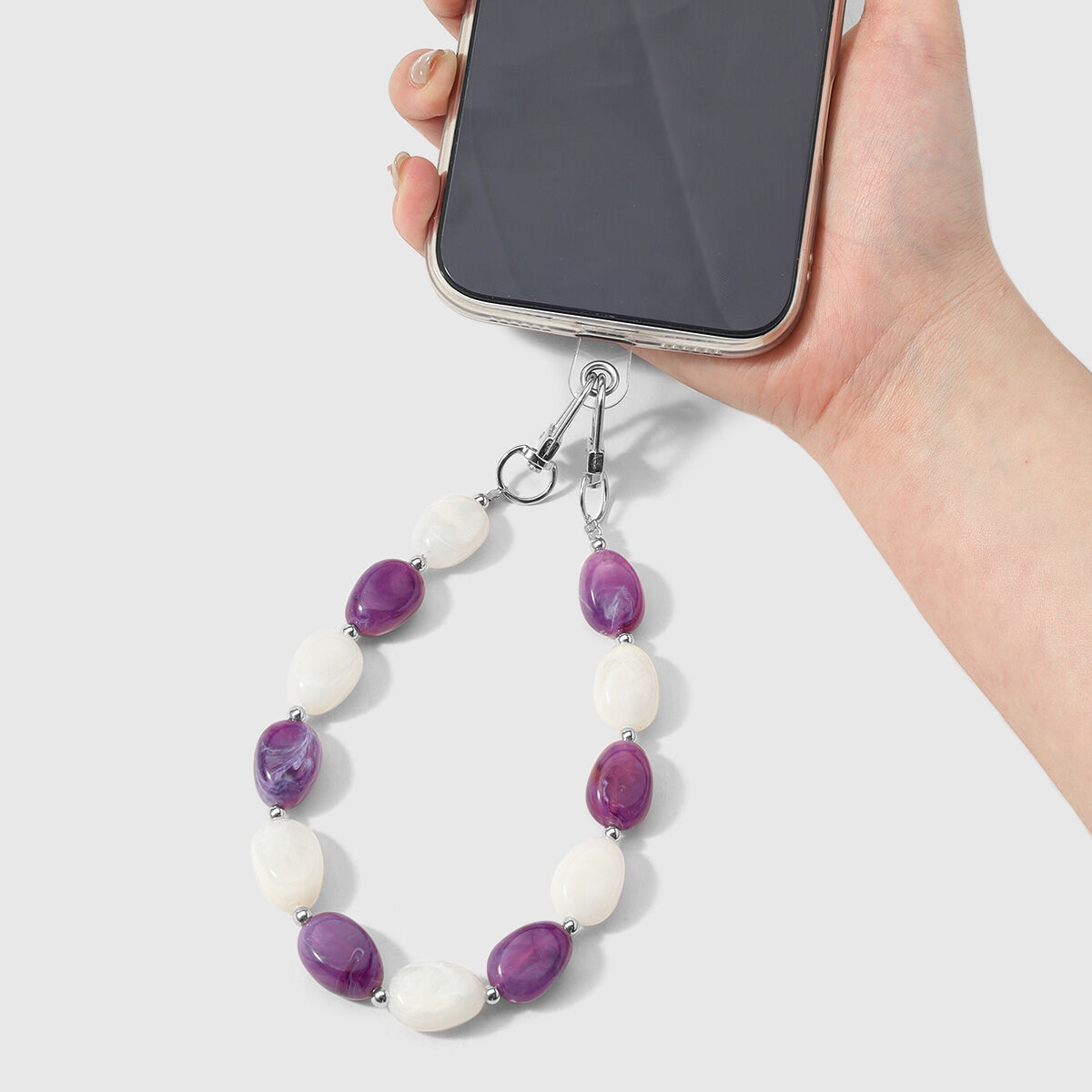 Simple Series Daily Solid Color Beads Alloy Phone Chain Picture5