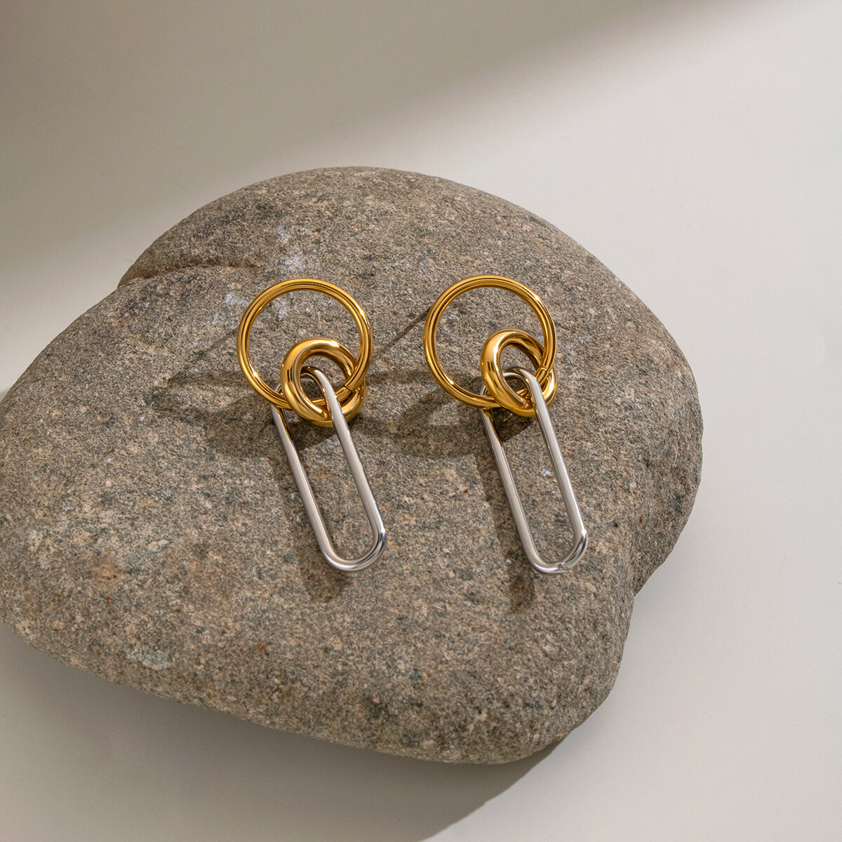 Geometrische Ohrhänger Aus Edelstahl, Wasserdicht, Goldfarben, Für Damen h5 Bild5