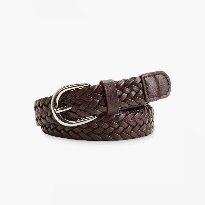 Simple Series Daily Solid Color Woven Premium Quality Pu Woven Belt
