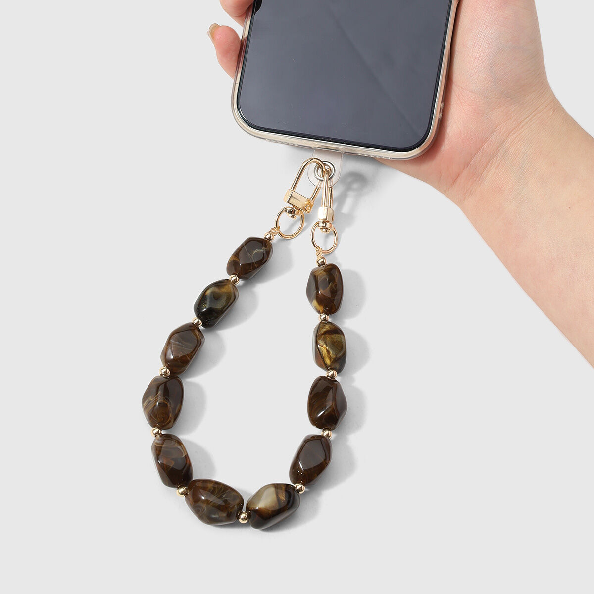 Simple Series Daily Solid Color Beads Alloy Phone Chain h5 Picture3
