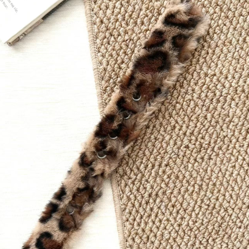 Schlichter, Lässiger, Einfarbiger Ledergürtel Mit Leopardenmuster Und Kunstpelz h5 Bild7