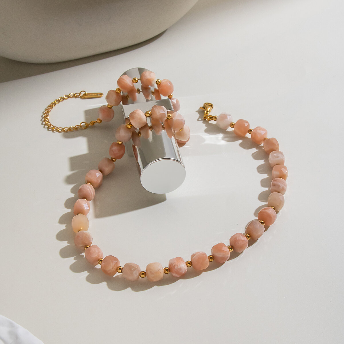 Amethyst- Und Natursteinperlen, Wasserdichte Edelstahl-Perlenkette Für Damen Bild5