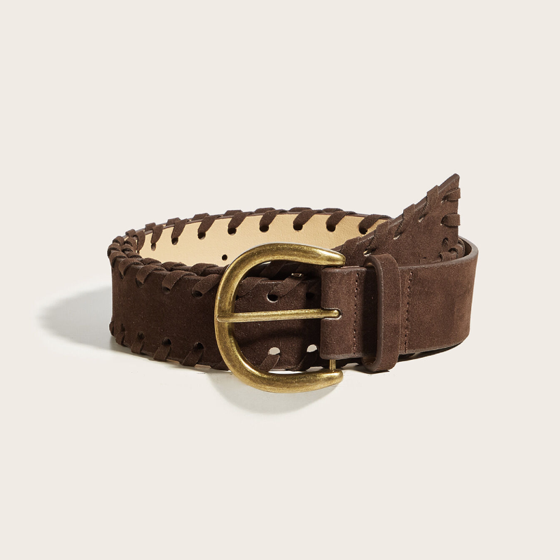 Simple Series Retro Solid Color Woven Premium Quality Pu Leather Belt 2