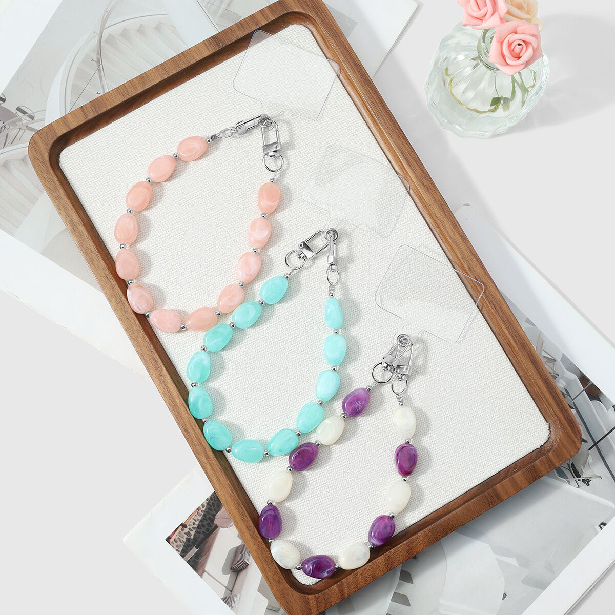 Simple Series Daily Solid Color Beads Alloy Phone Chain h5 Picture4