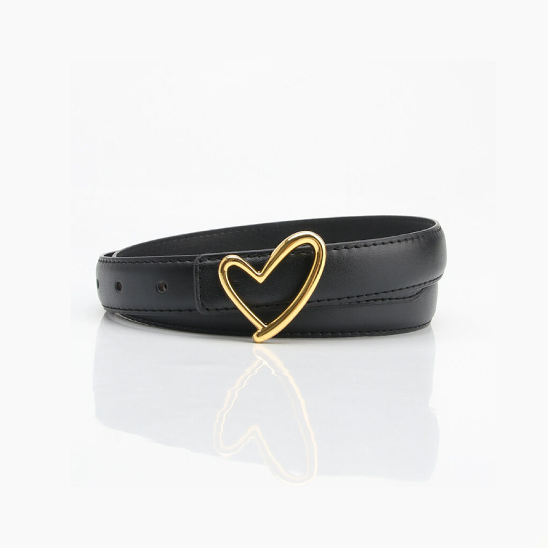 Simple Series Daily Heart Solid Color Pu Leather Belt
