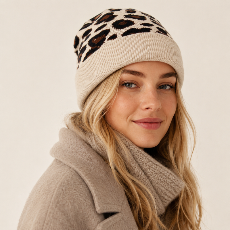 Simple Series Retro Leopard Print Mixed Color Polyester Beanie Picture3