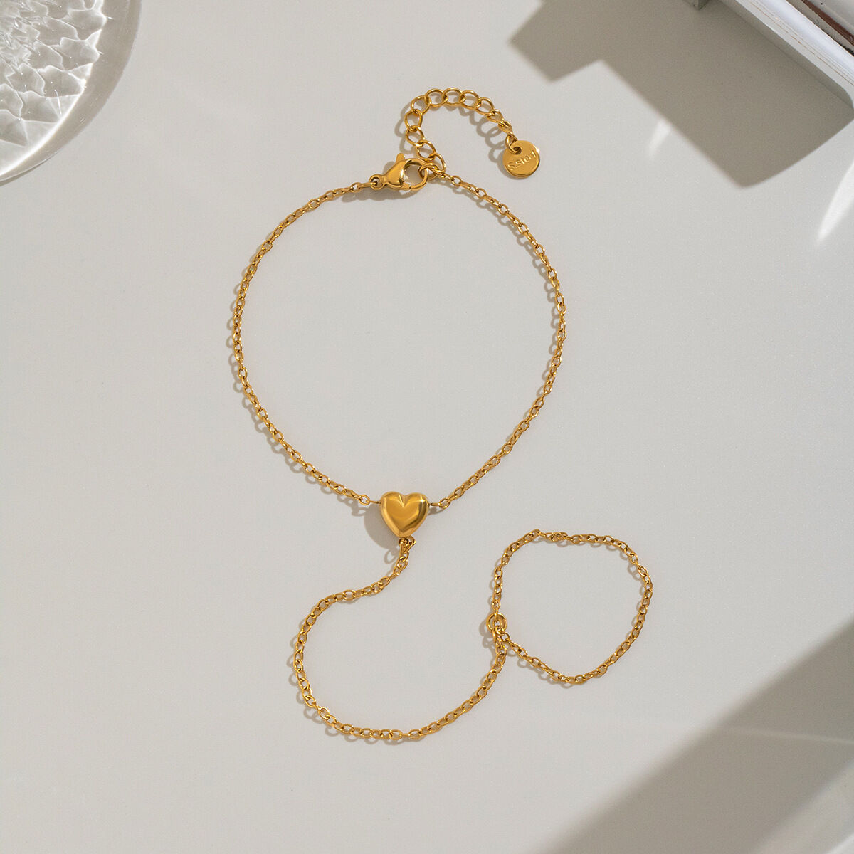 Daily Heart Stainless Steel Waterproof Gold Color Women's Hand Chain