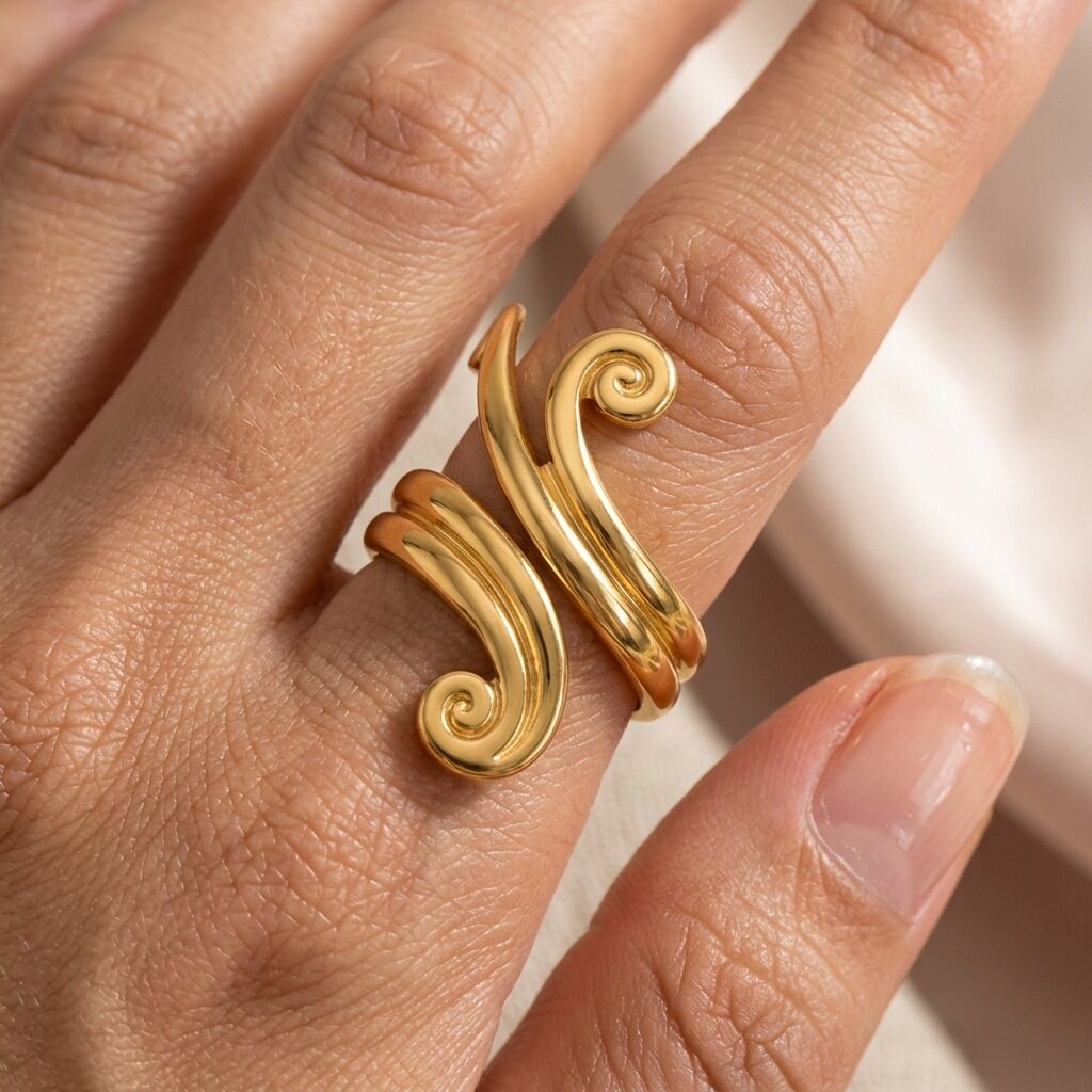 Irregular Shape Stainless Steel Waterproof Gold Color Minimalist Rings