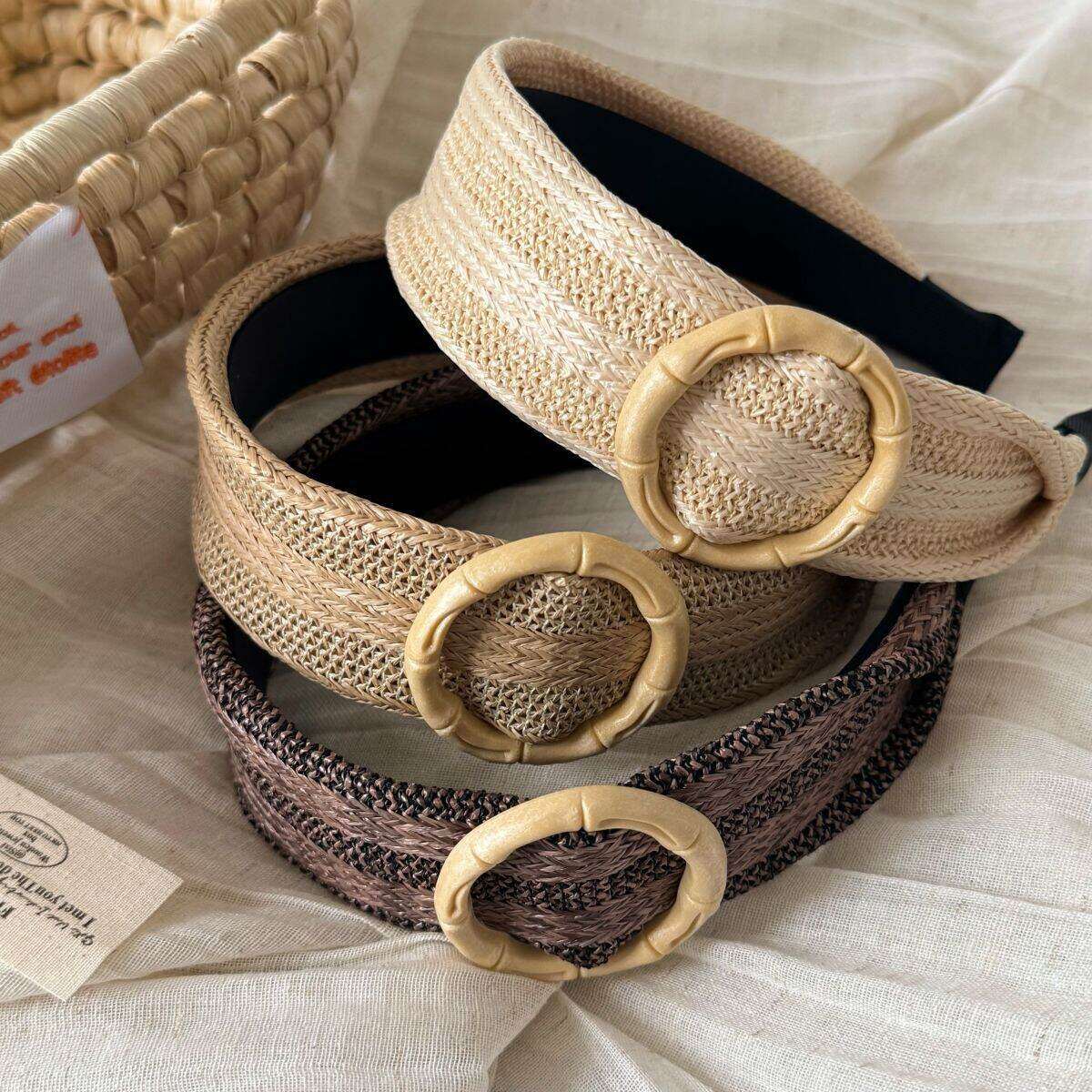 Simple Series Casual Solid Color Circle Woven Plastic Hair Bands