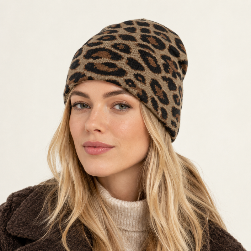 Simple Series Retro Leopard Print Mixed Color Polyester Beanie Picture2