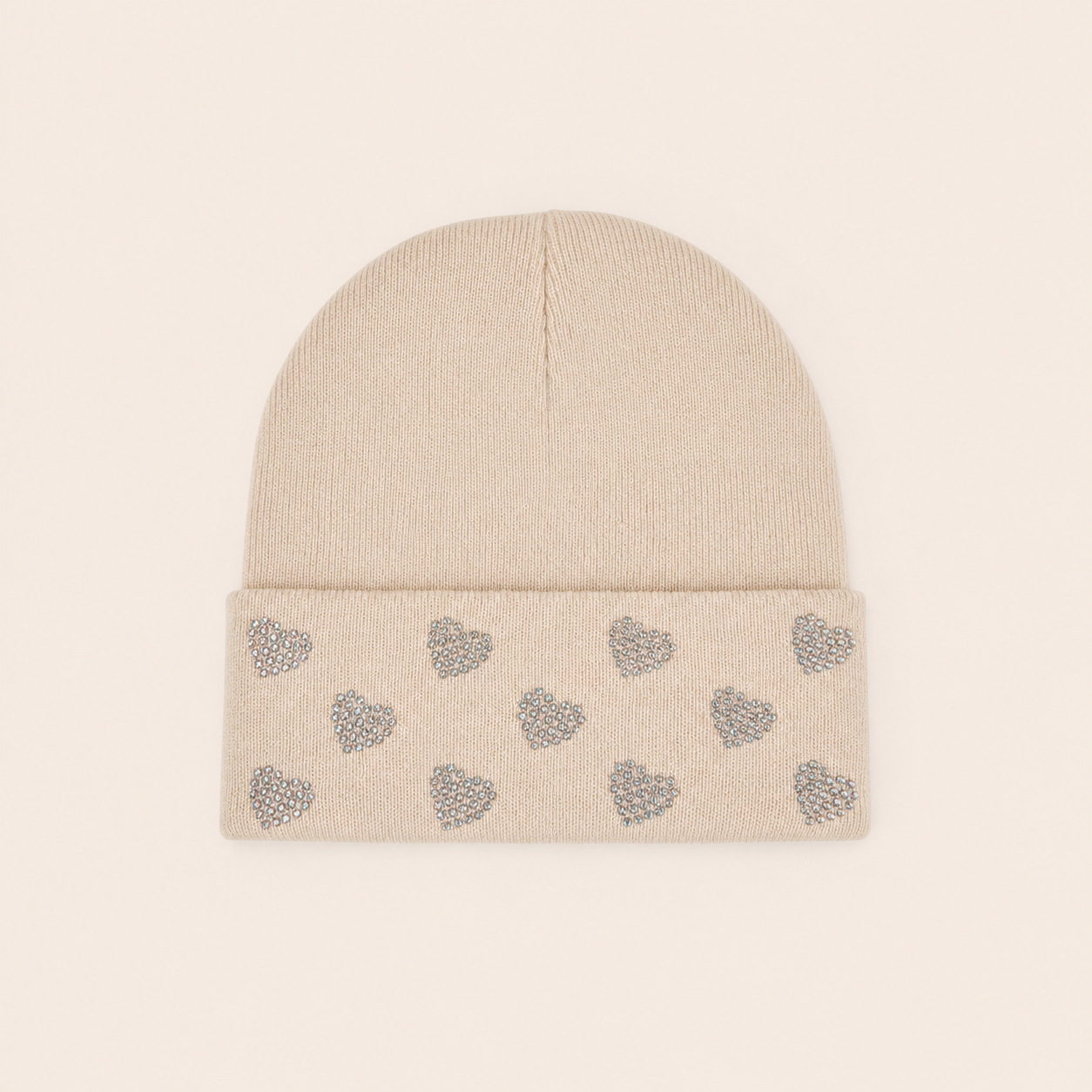 Simple Series Sweet Heart Solid Color Polyester Rhinestone Beanie