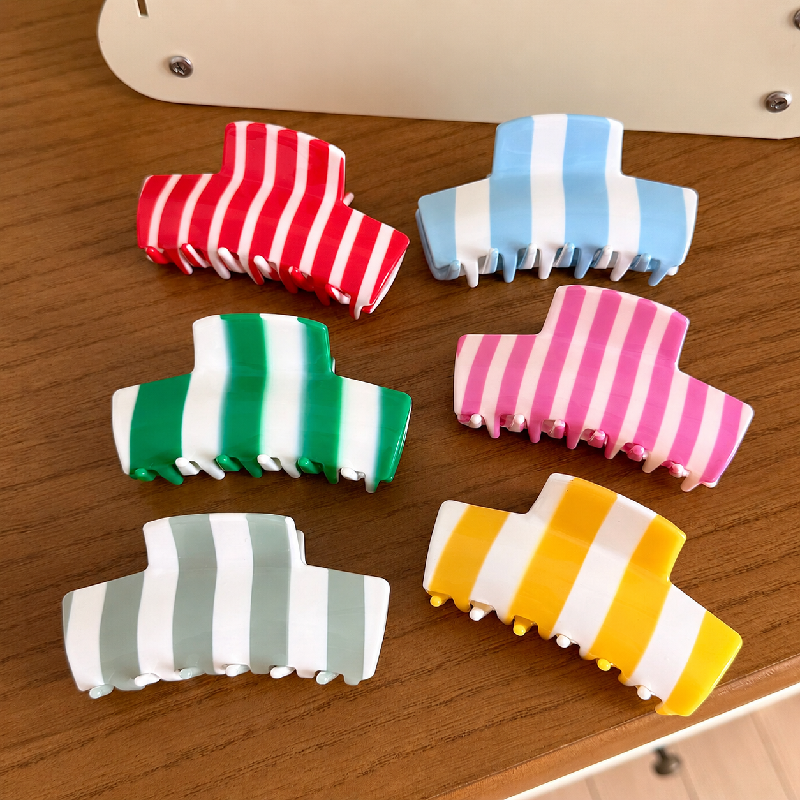 Simple Series Daily Stripe Mixed Color Acetate Hair Clips