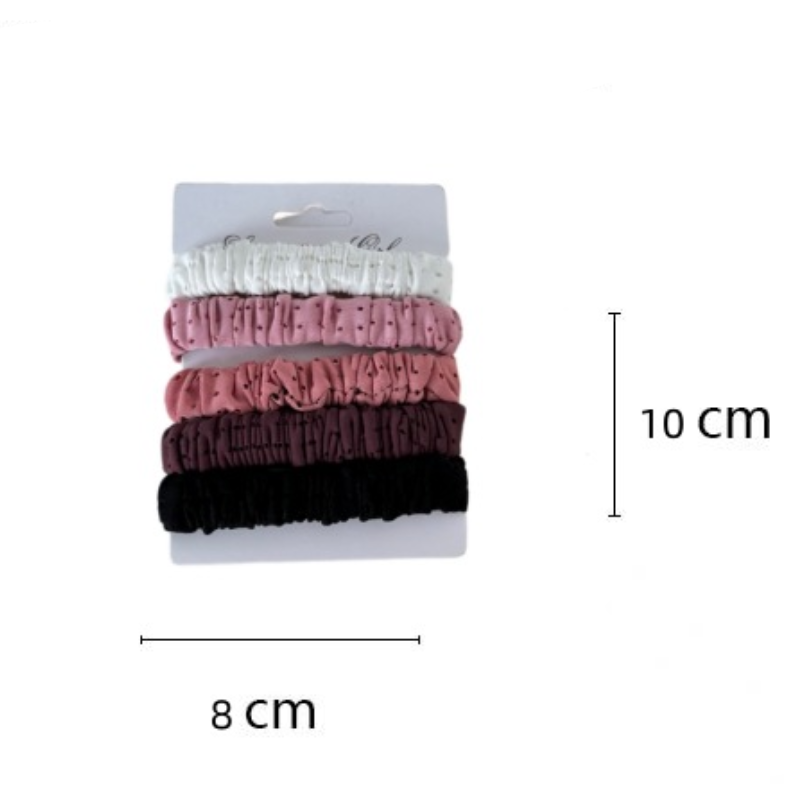 Simple Series Daily Polka Dots Mixed Color Fabric Hair Ties Picture5