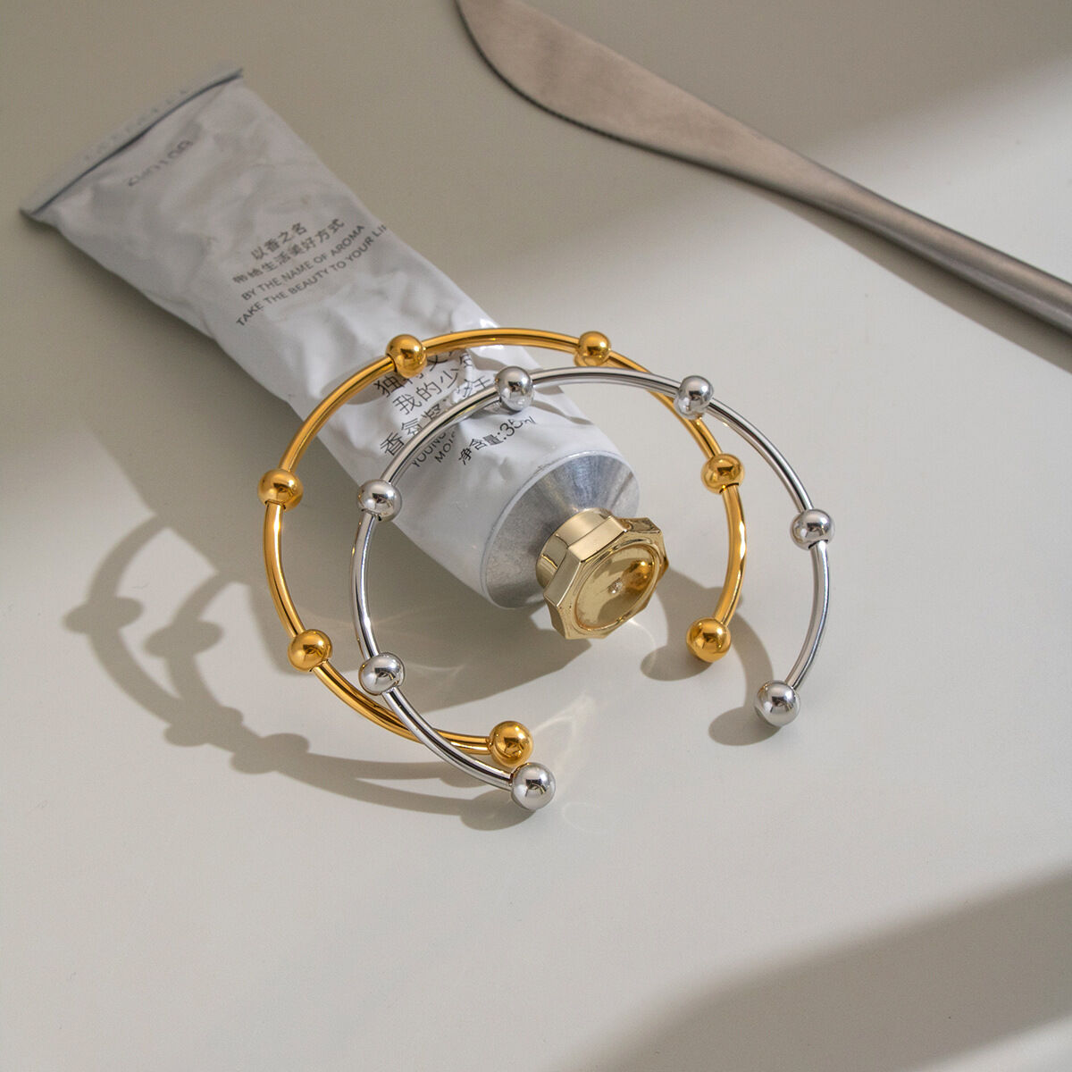 Stainless Steel Waterproof Gold Color Women's Cuff Bracelets