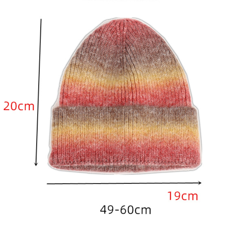 Simple Series Casual Stripe Mixed Color Gradient Color Polyester Beanie h5 Picture5