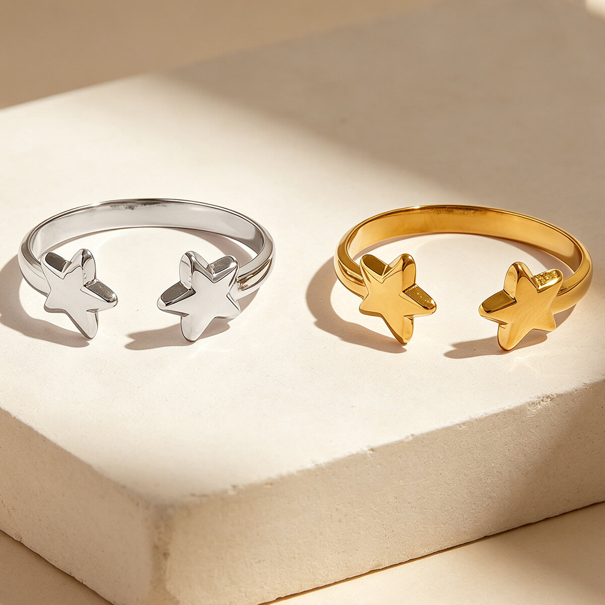 Simple Series Daily Star Stainless Steel Waterproof   Gold Color  Women‘s Statement Rings Picture6