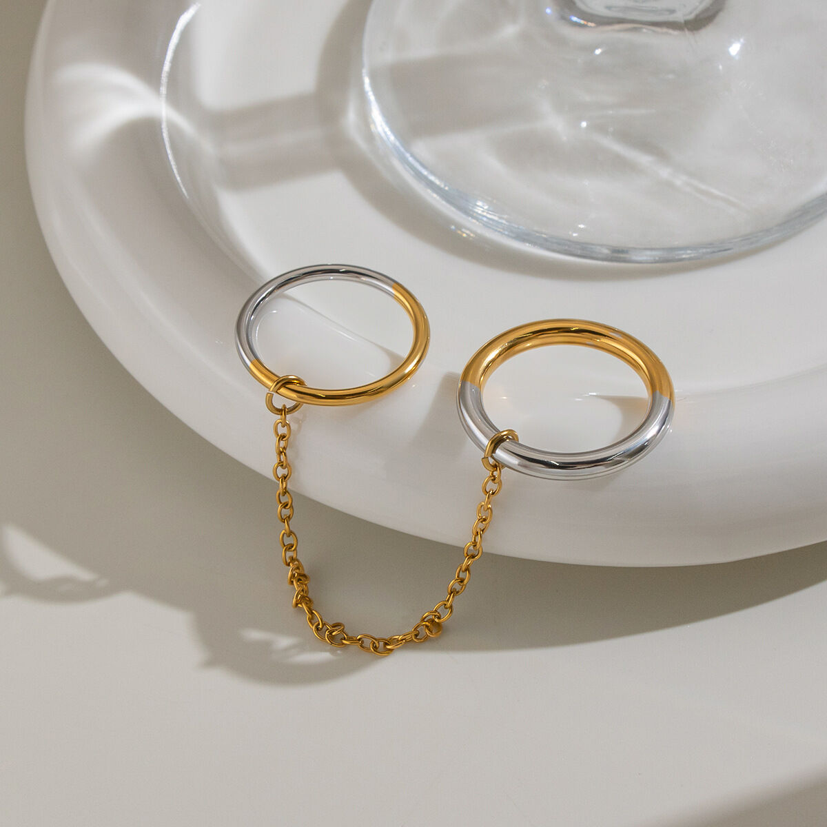 Mixed Gold & Silver Color Stainless Steel Waterproof Minimalist Rings