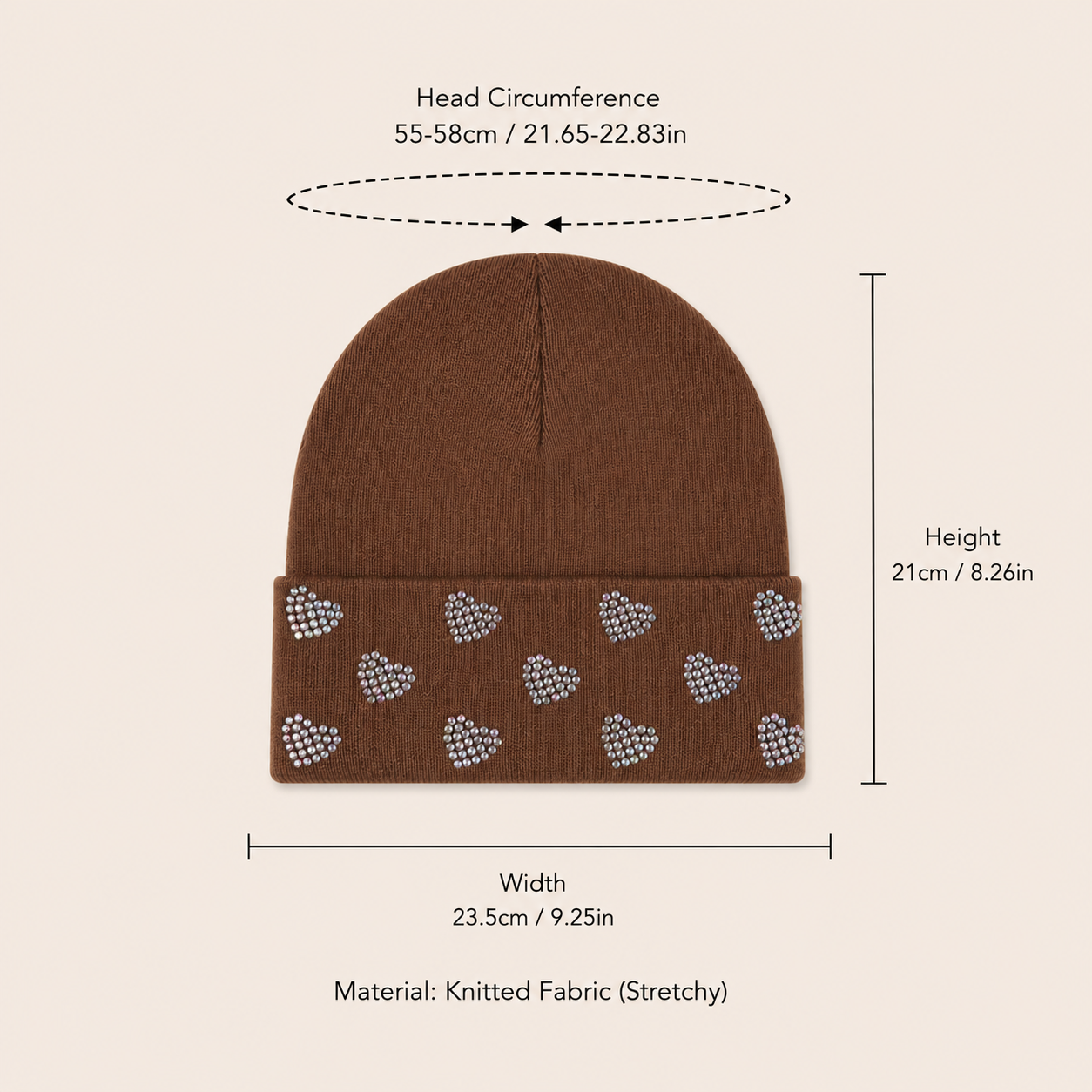 Simple Series Sweet Heart Solid Color Polyester Rhinestone Beanie Picture4