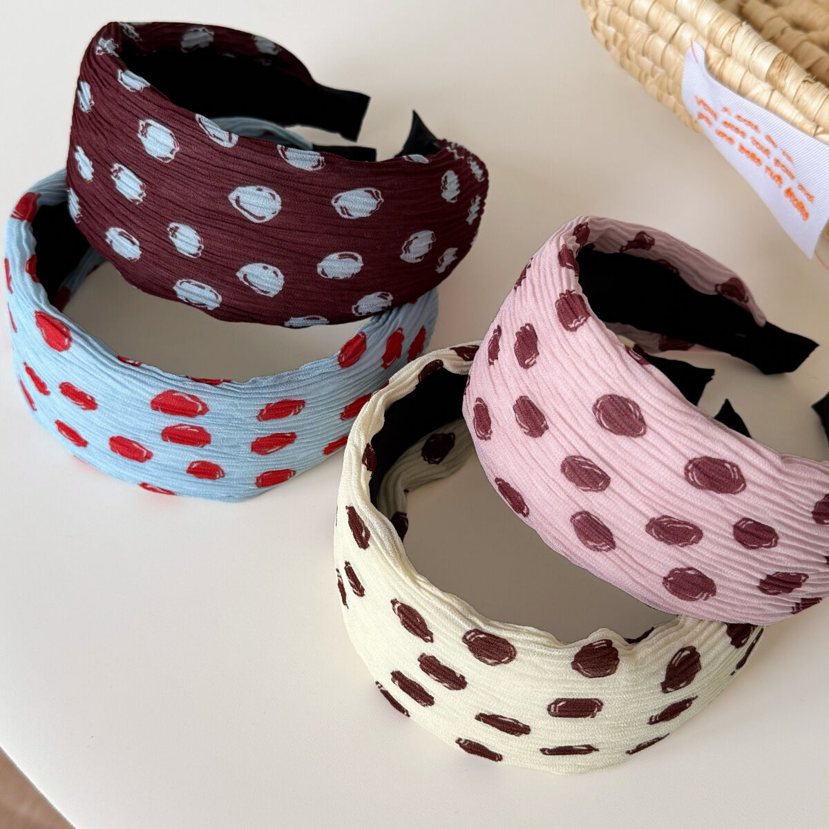 Simple Series Retro Polka Dots Mixed Color Polyester Hair Bands