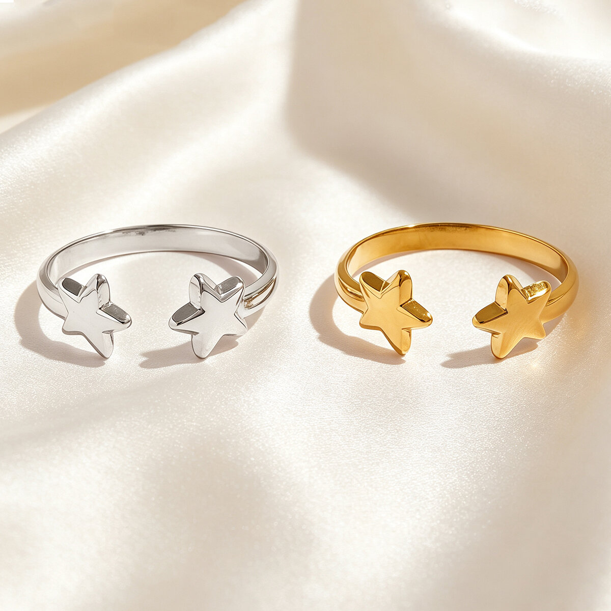 Simple Series Daily Star Stainless Steel Waterproof   Gold Color  Women‘s Statement Rings Picture3