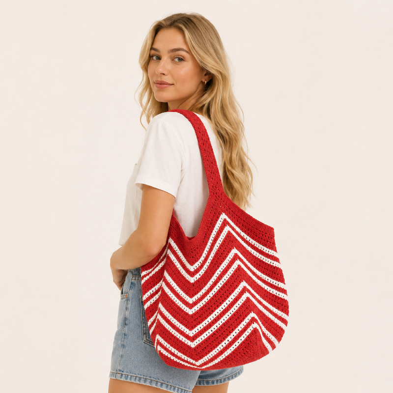 Casual Style Woven Solid Color Stripe Hollowed-Out Woven Polyester Women's Round Bag Shoulder Bags 2
