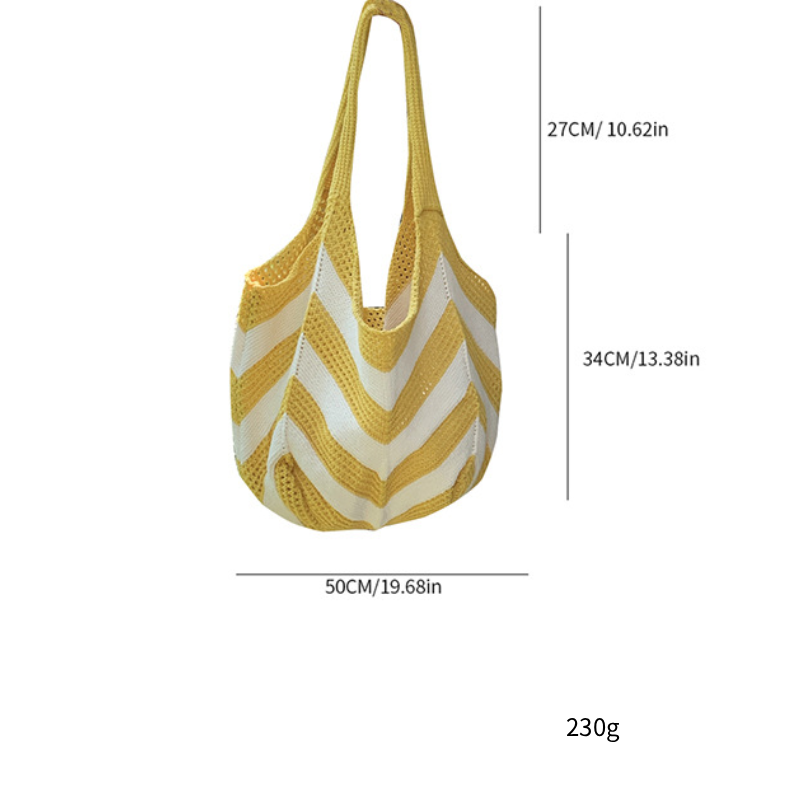 Casual Style Woven Stripe Hollowed-Out Mixed Color Woven Polyester Women's Round Bag Shoulder Bags h5 Picture8