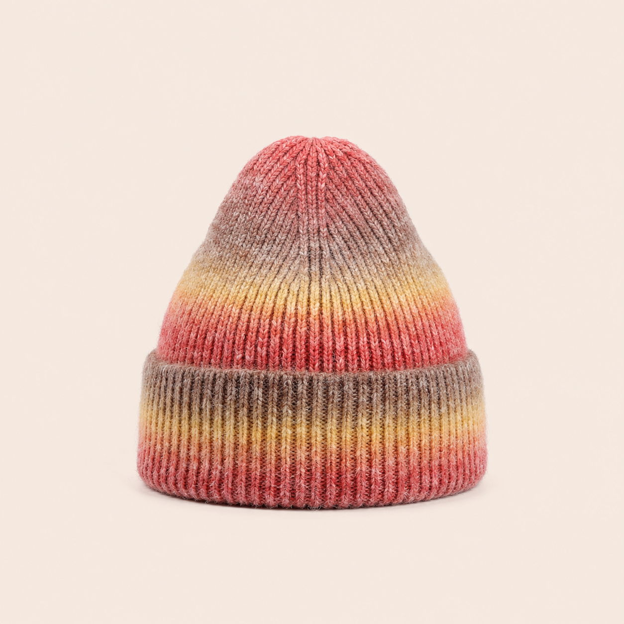 Simple Series Casual Stripe Mixed Color Gradient Color Polyester Beanie