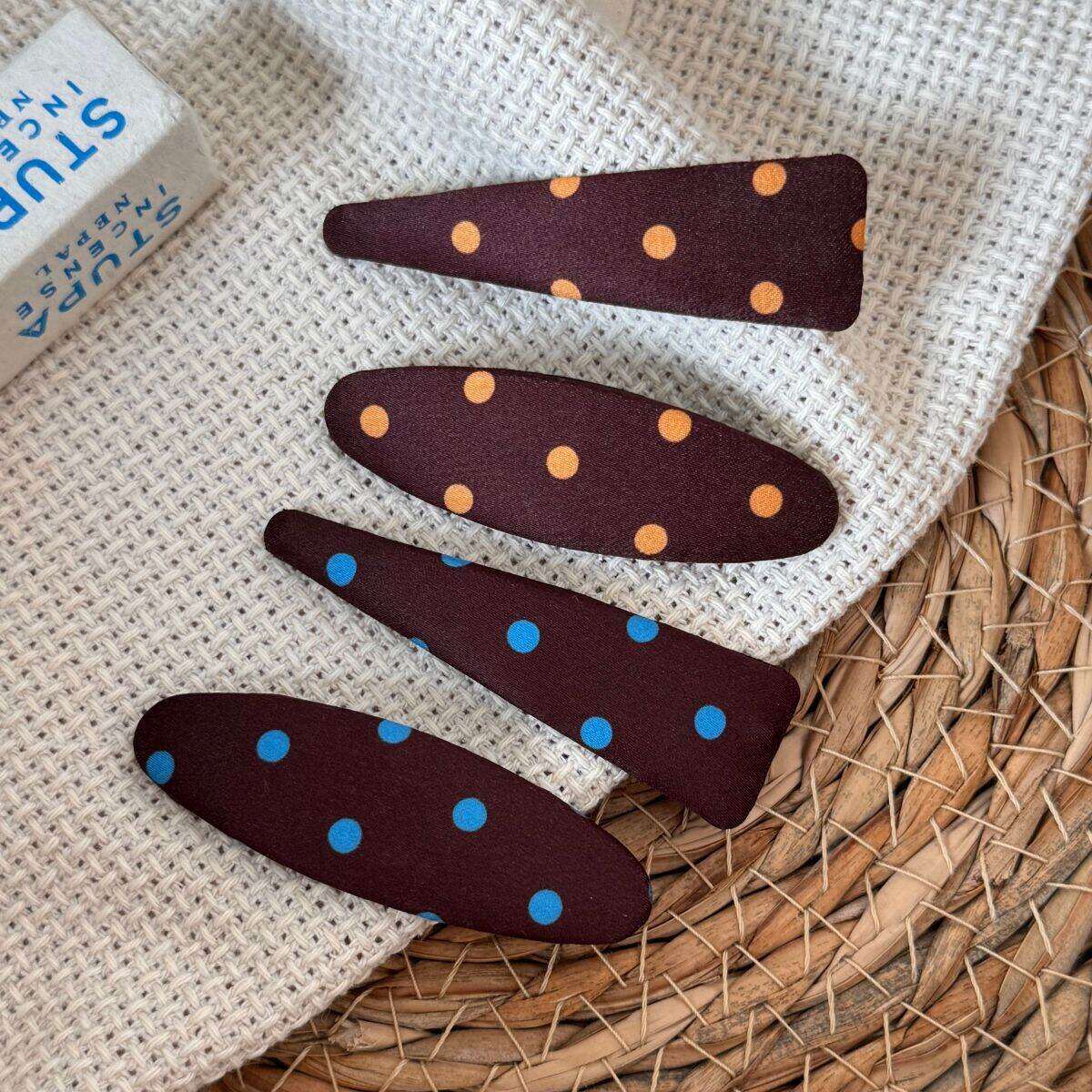 Eenvoudige serie retro stoffen haarclips met effen stippen