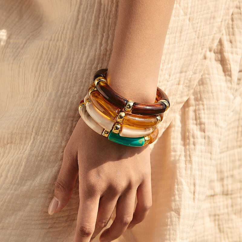 Simple Elastic Patchwork Resin Women's Bangles h5 Picture2
