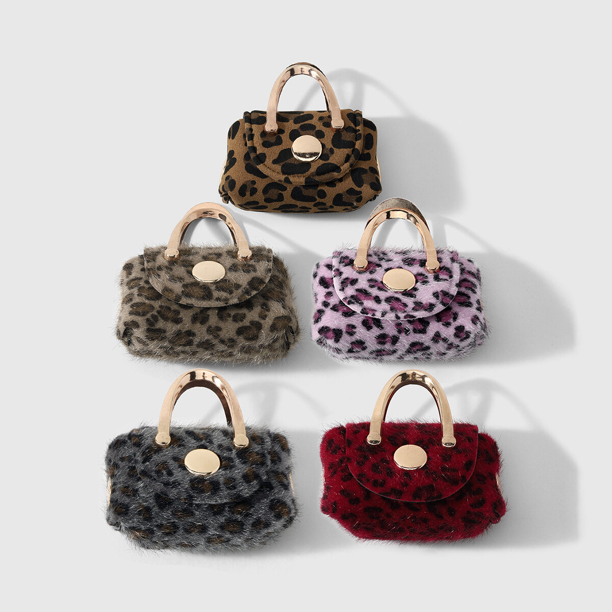 Einfache Retro-Taschenanhänger aus Legierung, einfarbig, mit Leopardenmuster und Karomuster, in verschiedenen Farben