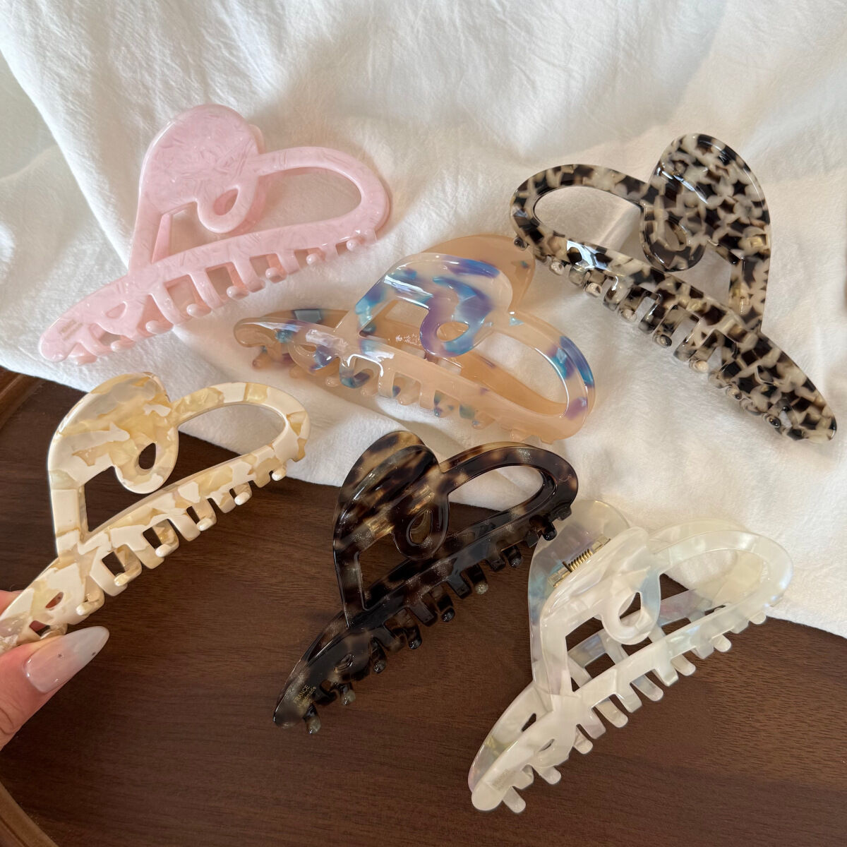 Kit per capelli in acetato con stampa leopardata, sfumatura di colore mista, serie Simple, Daily Heart