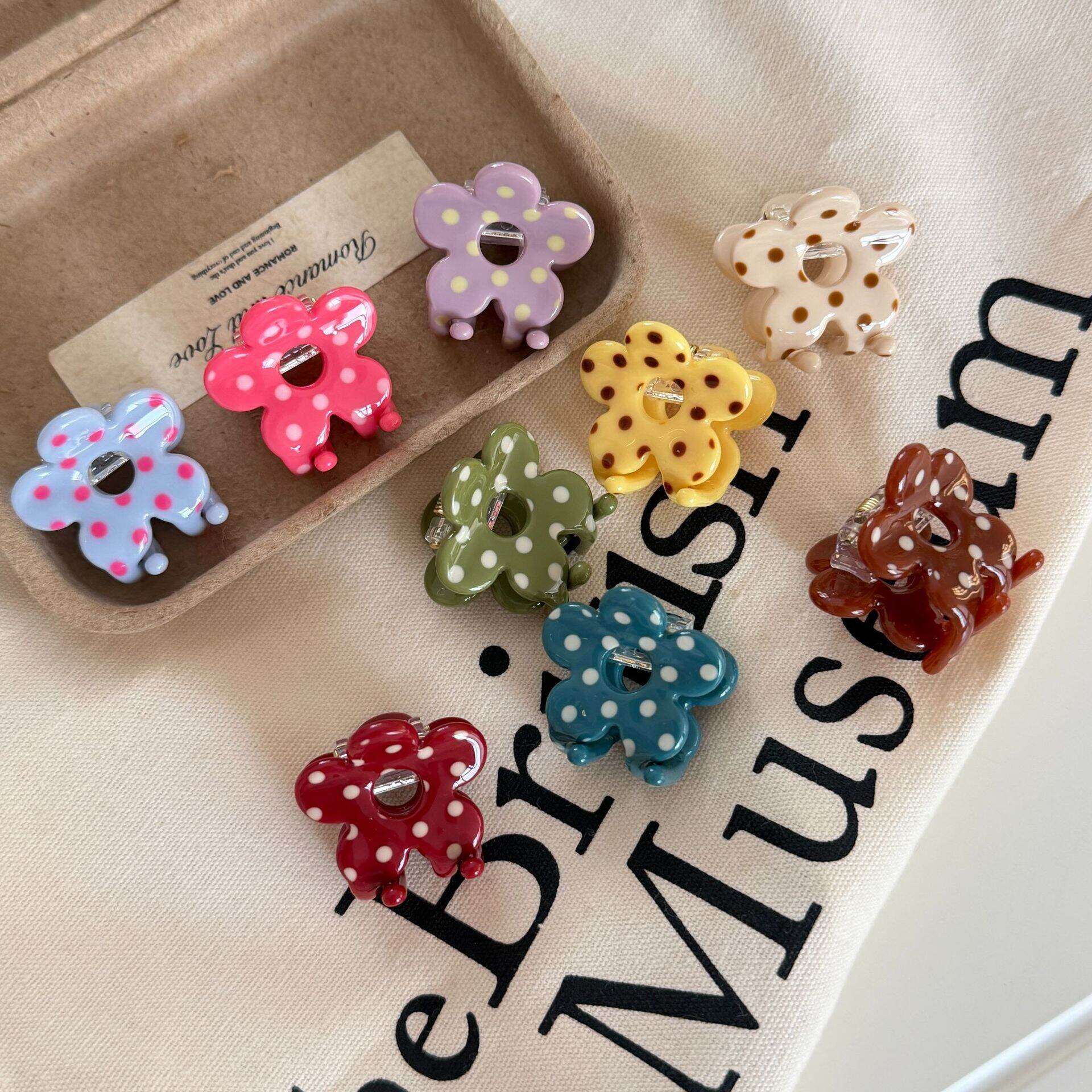 Simple Series Daily Flower Solid Color Polka Dots Acrylic Hair Claws