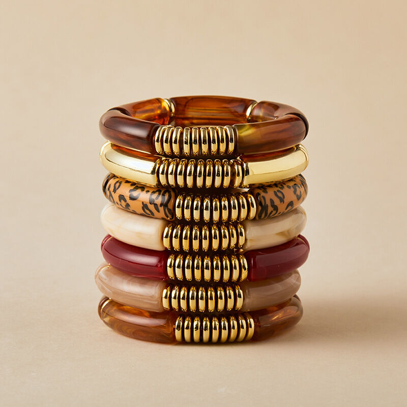 Elastic Patchwork Leopard Print Resin Women's Bangles