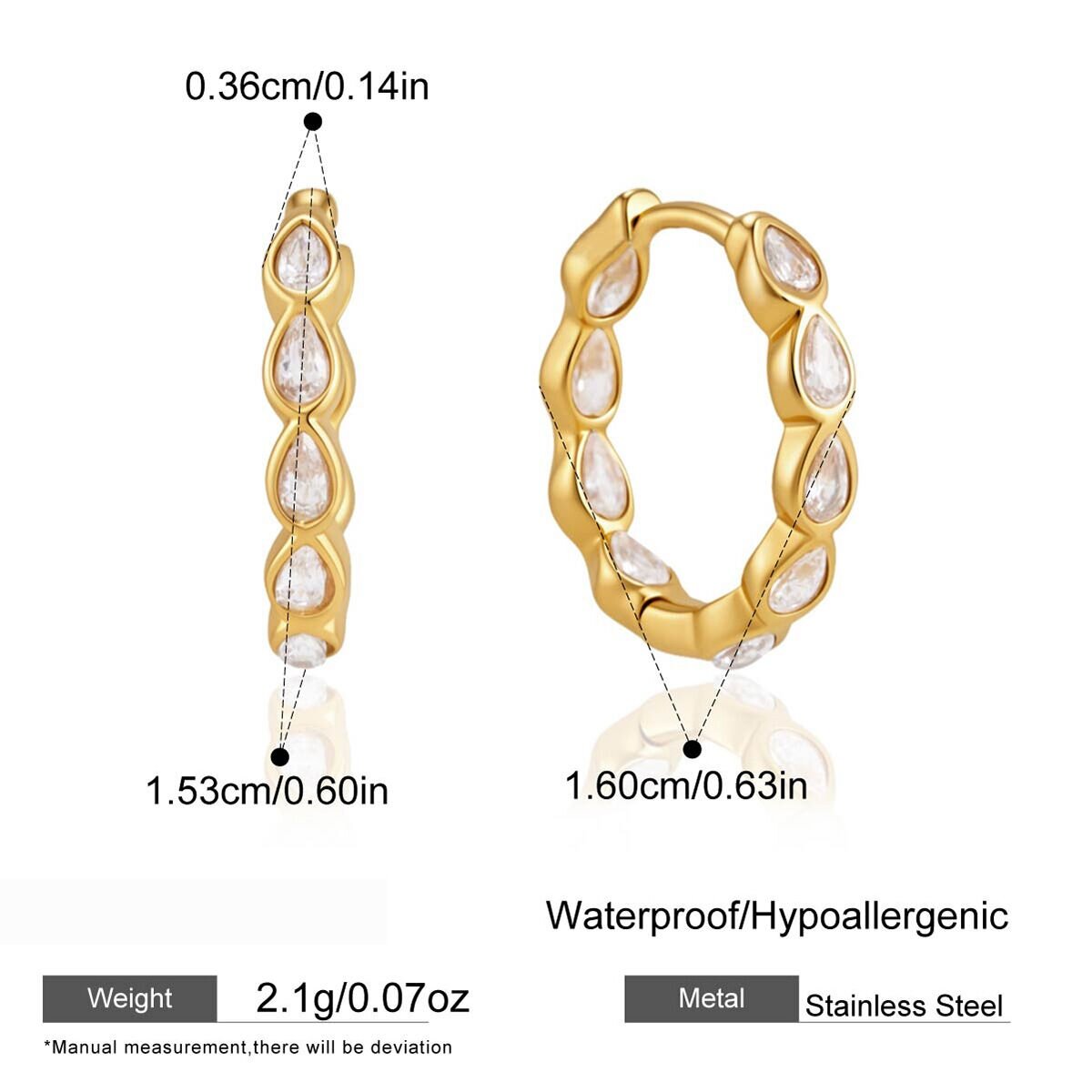 Simple Series Elegant Patchwork Circle Stainless Steel Waterproof Women's Hoop Earrings 
