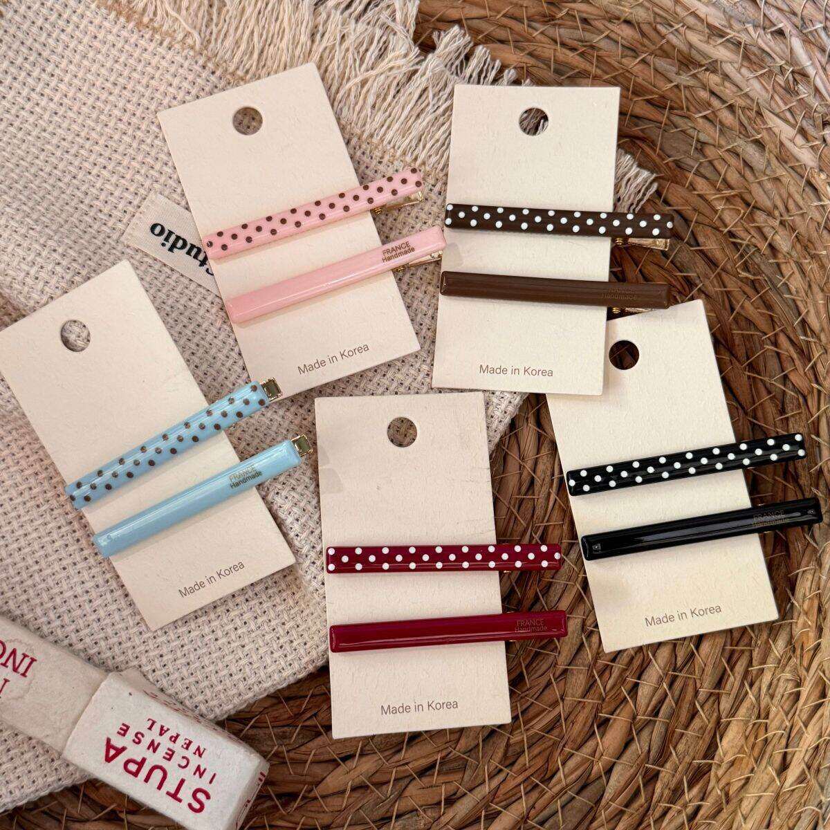 Simple Series Dagelijkse Effen Kleur Polka Dots Plastic Haarclips