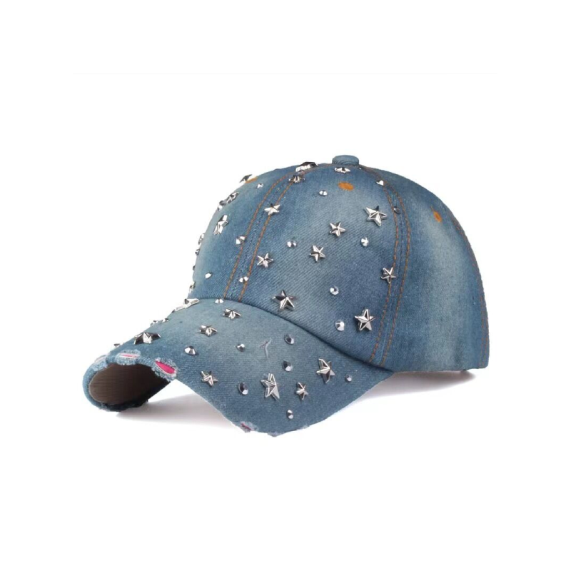 Simple Series Hip-Pop/Rock Solid Color Star Gradient Color Cotton Rhinestone Baseball Cap