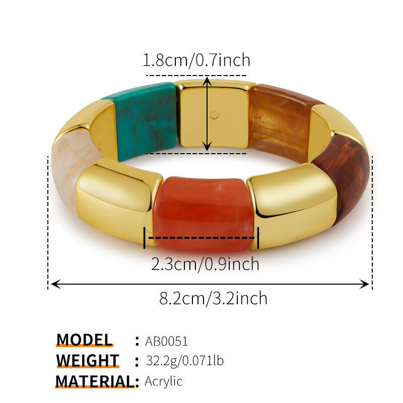 Simple Patchwork Resin Ccb Women's Bangles Picture4