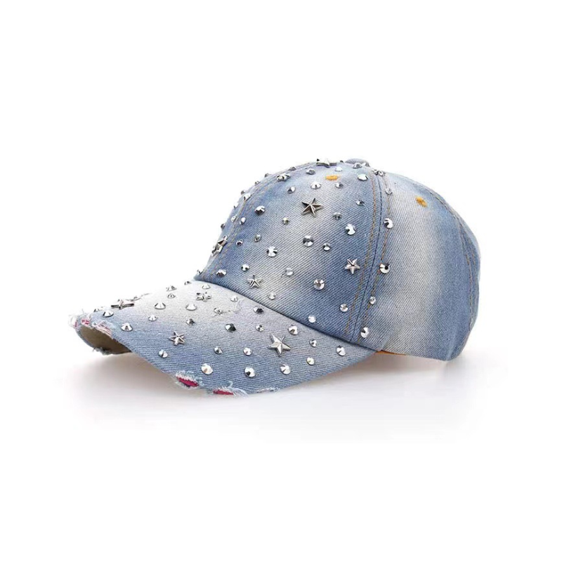 Simple Series Hip-Pop/Rock Solid Color Star Gradient Color Cotton Rhinestone Baseball Cap Picture2