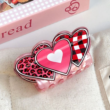Ethnic Series Sweet Letter Heart Leopard Print Stripe Mixed Color Pvc Unisex Hair Claws 2