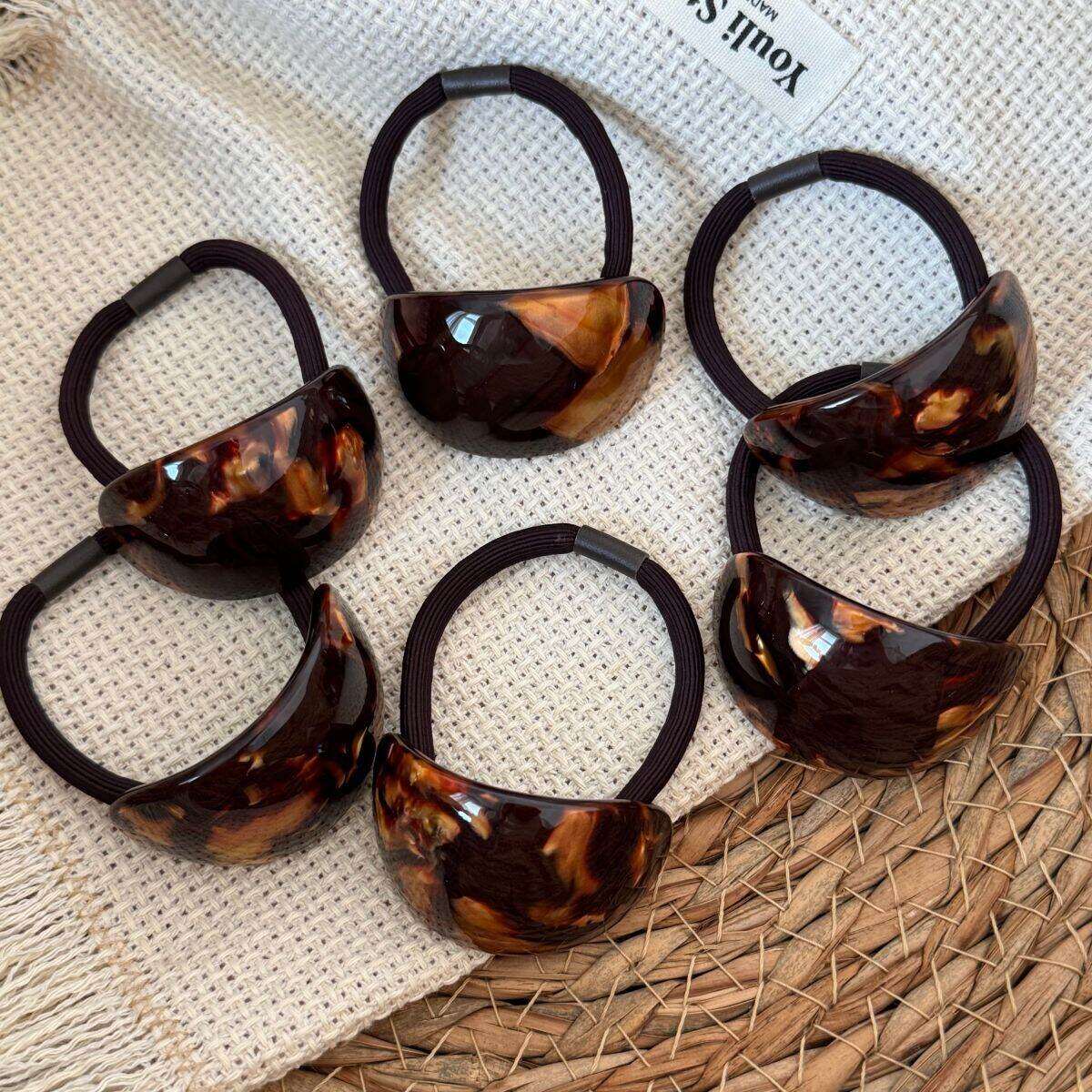 Simple Series Retro Gradient Color Geometric Shape Acetate Hair Ties