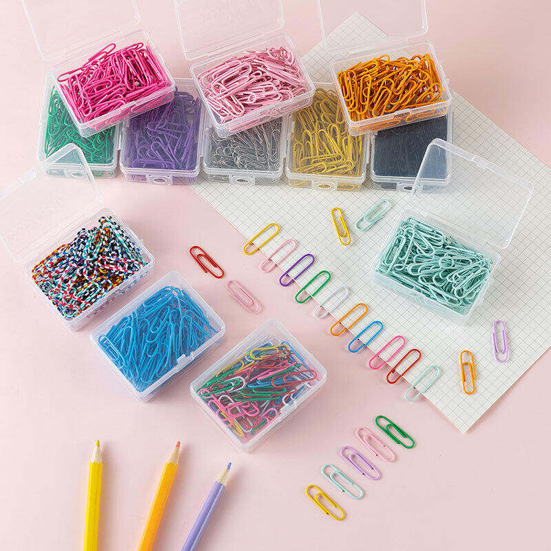 1 Doosset Simple Series Dagelijkse Metalen Clips in Effen Kleur en Gestreepte Kleuren