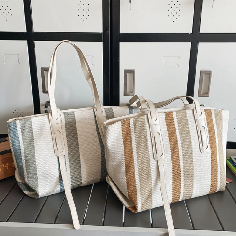 Borse Tote Da Donna In Tela, Stile Casual, Senza Righe, Colori Misti h5 Immagine5