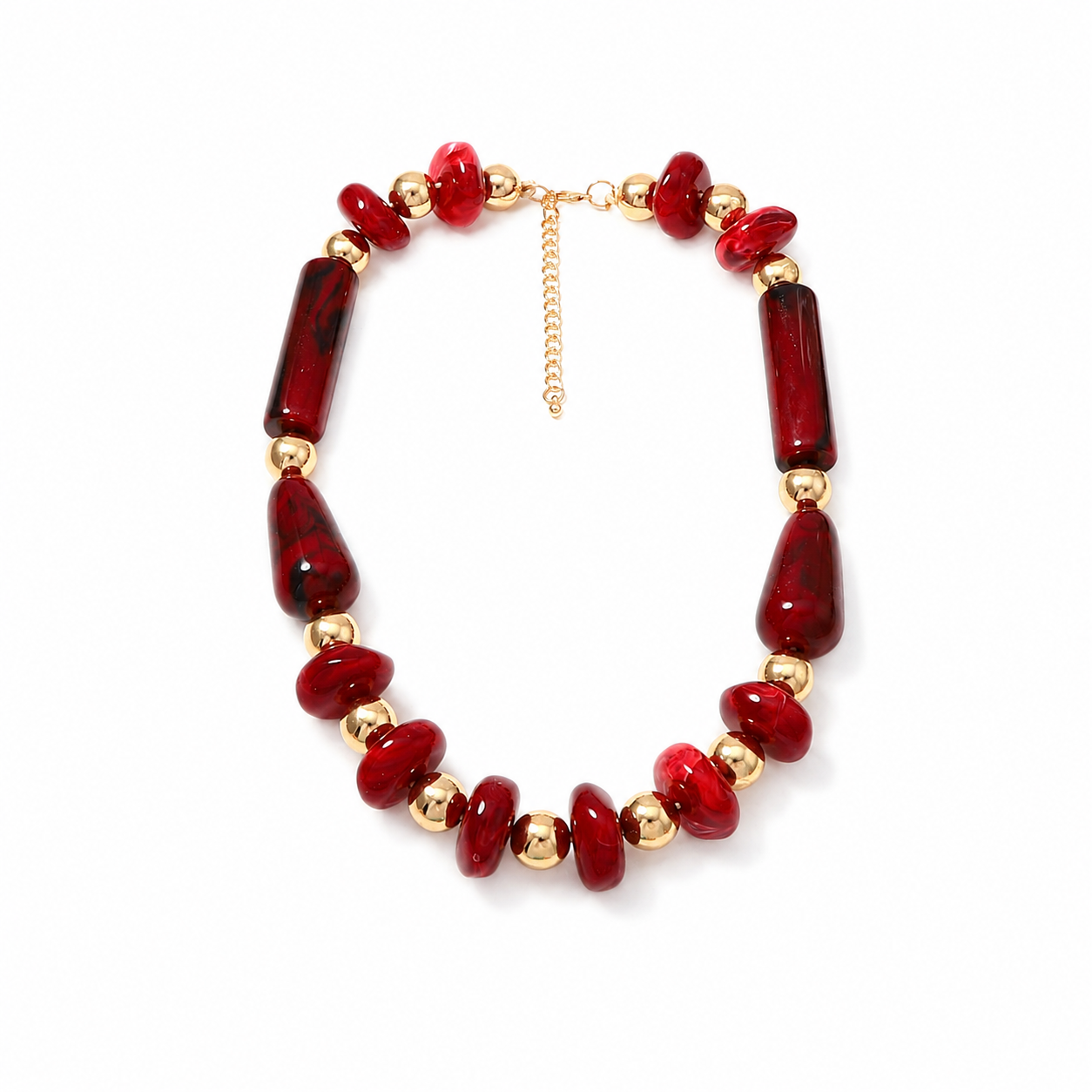 Collana da donna di lusso con perline in resina dalla forma irregolare e dallo stile retrò.
