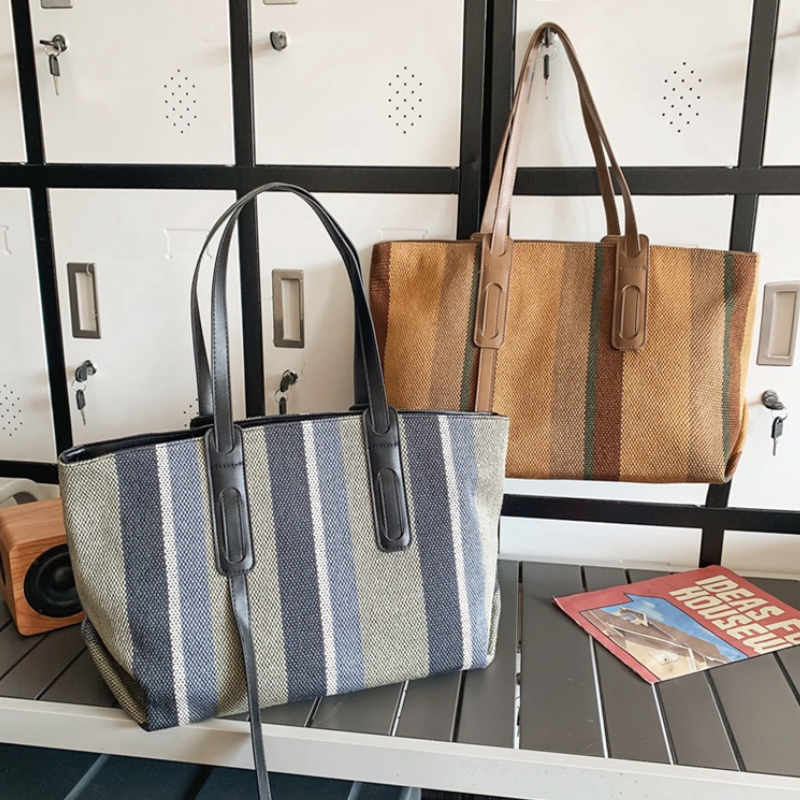 Borse Tote Da Donna In Tela, Stile Casual, Senza Righe, Colori Misti Immagine6
