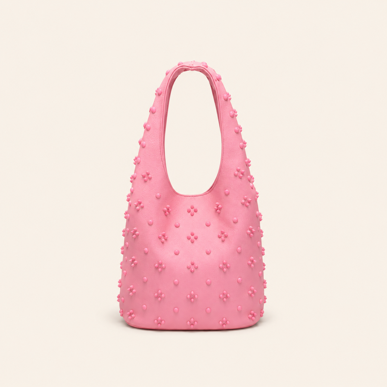Casual Stijl, Effen Kleur, Met Studs En Klinknagels, Premium Kwaliteit Pu Dames Bucket Handtas h5 Afbeelding2