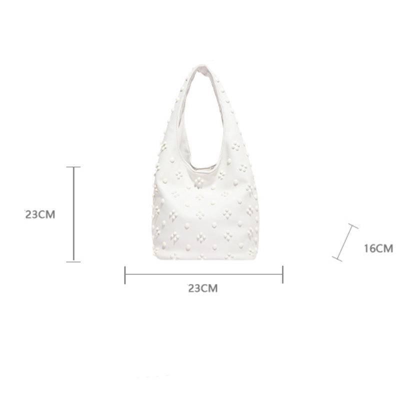 Casual Stijl, Effen Kleur, Met Studs En Klinknagels, Premium Kwaliteit Pu Dames Bucket Handtas Afbeelding9