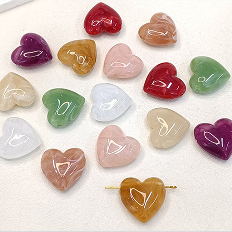Cuentas acrílicas con forma de corazón en degradado de color