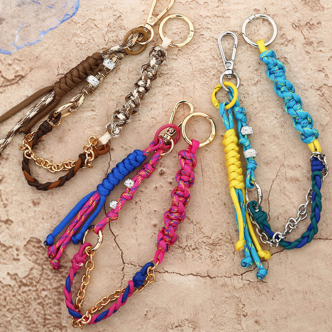 Ciondoli Per Borse Simple Series Casual Twist Nassel Mixed Color Chain Braid Rope Rhinestones. Immagine2