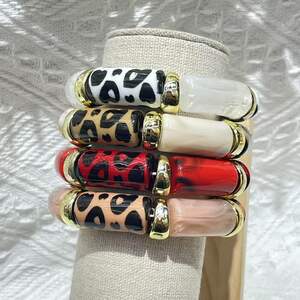 Damesarmbanden Van Ccb-Hars Met Luipaardprint En Kralen. h5 Afbeelding2