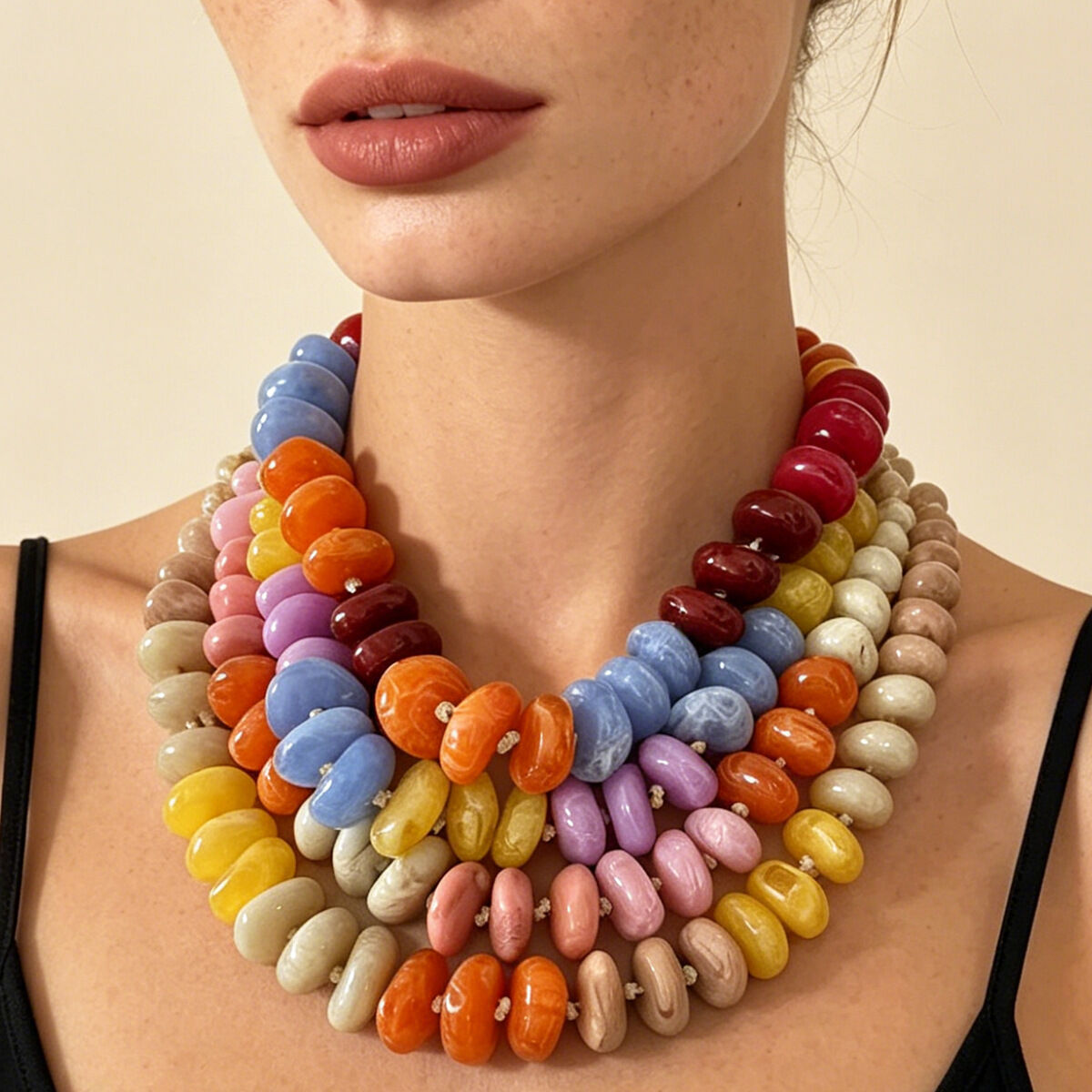 Romantische Serie Daily Beads, Gemengde Kleuren Hars, Dameskralenkettingen Afbeelding2